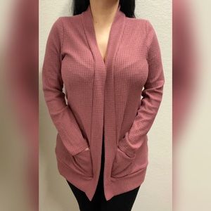 Mauve Sleeve Print Cardigan